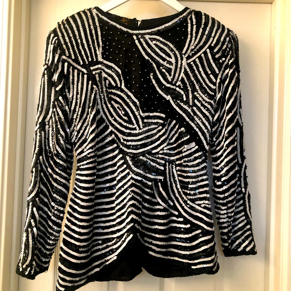 Sequined long sleeve top